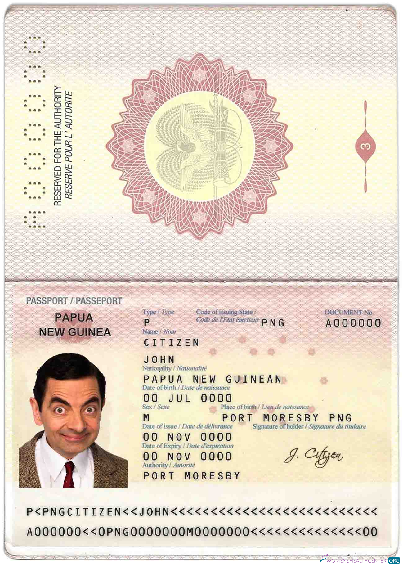 Download Papua New Guinea passport Photoshop template